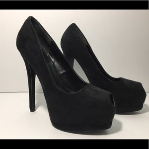 Qupid 5 inch Open Toe Platform Heel